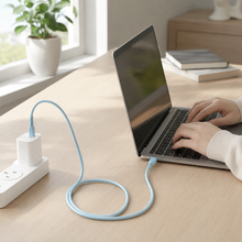 Proove Eternal Light Blue USB-C cable charging a laptop