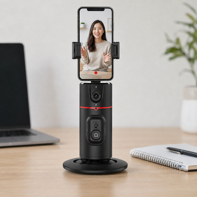 Proove Face Trace hands-free video recording desk setup