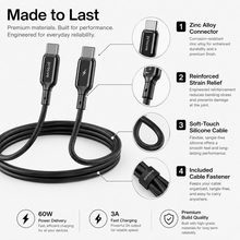 Proove Flex Metal cable durability infographic with zinc alloy connector and silicone cable