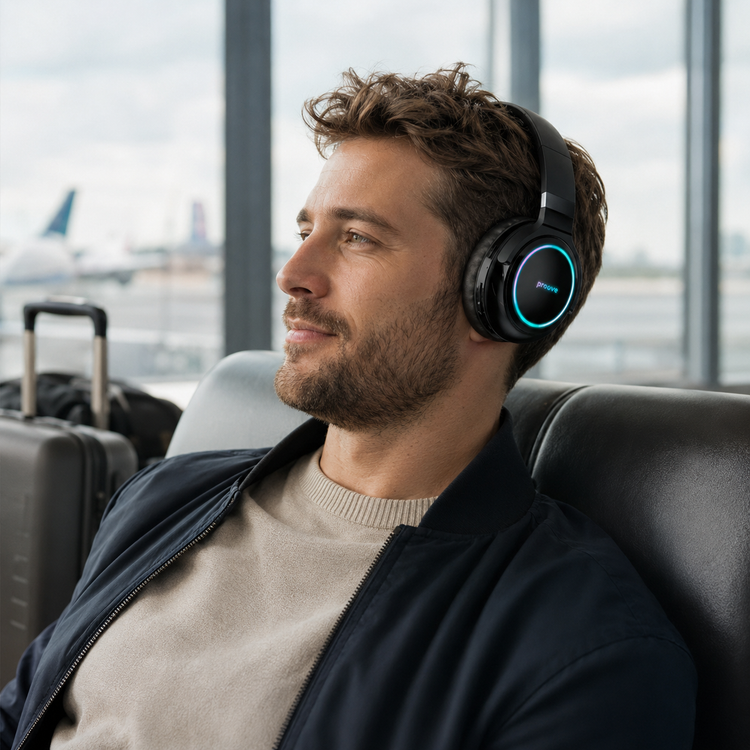 Proove Galaxy wireless headphones airport travel lifestyle