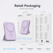 Proove Hyperion purple magnetic power bank retail packaging front and back view
