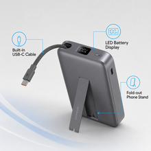 Proove OverPower built-in USB-C cable LED display and fold-out stand