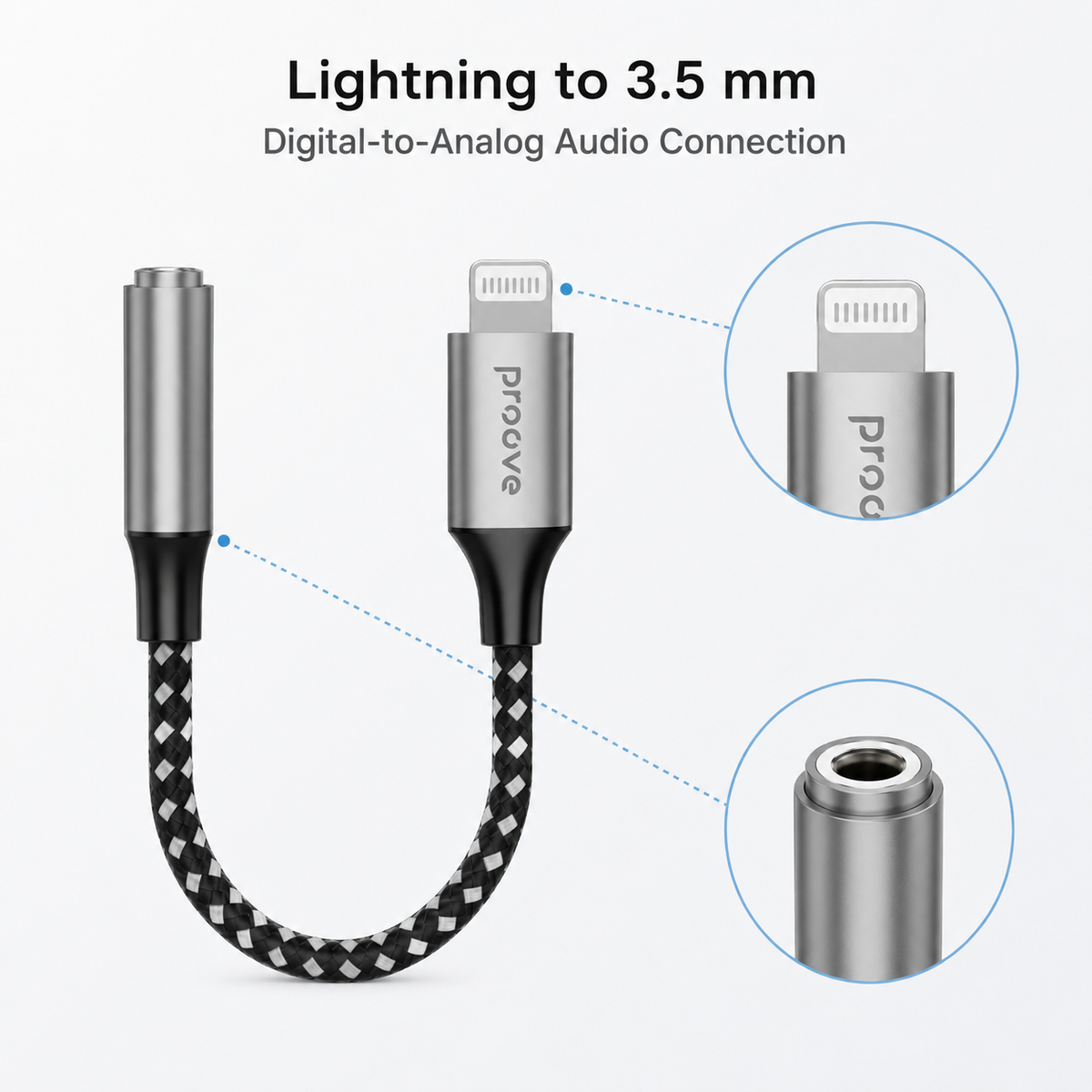 Proove SoundMesh Lightning and 3.5mm connector details