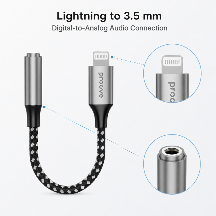 Proove SoundMesh Lightning and 3.5mm connector details