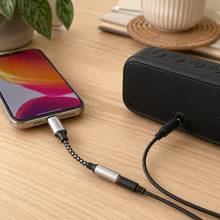 Proove SoundMesh Lightning adapter connected to a speaker