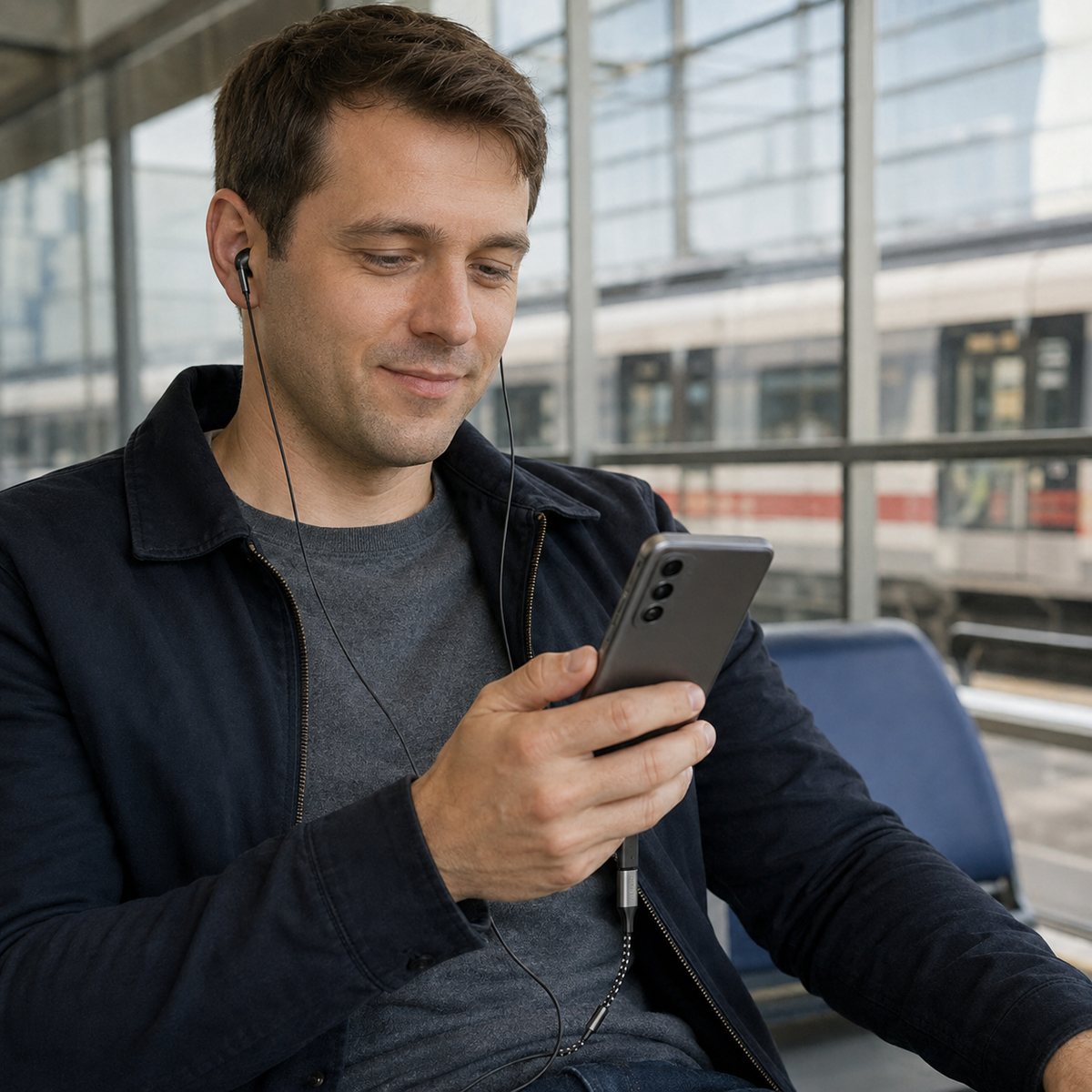 Proove SoundMesh USB-C adapter used with wired earphones