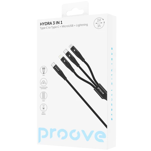 Proove Triple Connection 3-in-1 USB-C Micro USB Lightning Cable (1.2m)