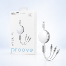 Proove Triple Sync 3-in-1 retractable cable with retail packaging