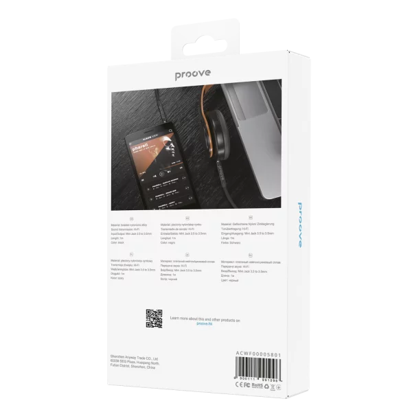 Proove Weft 1m AUX cable retail packaging back